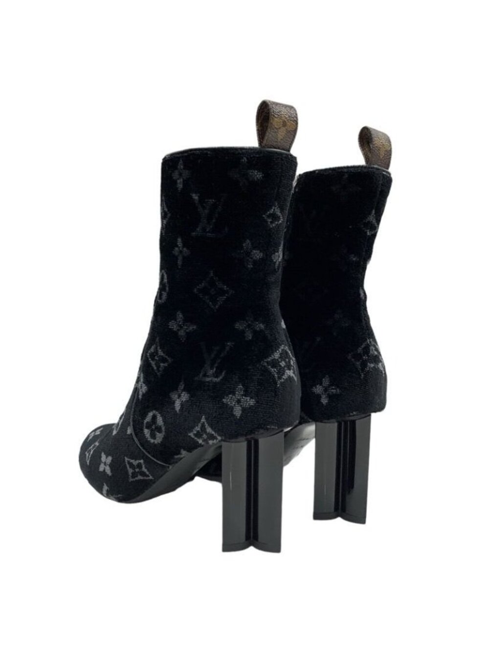 Louis Vuitton Silhouette Line Boots Short Shoes Velor Black Monogram - Picture 4 of 9